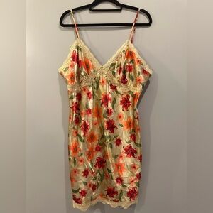 Gillian & O’Malley Vintage Lacey Floral Slip Dress Size XXL Gold Multi